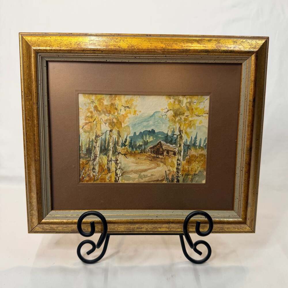 Original Watercolor Painting Mountain Haunt by Ed Plummer Framed 10x8